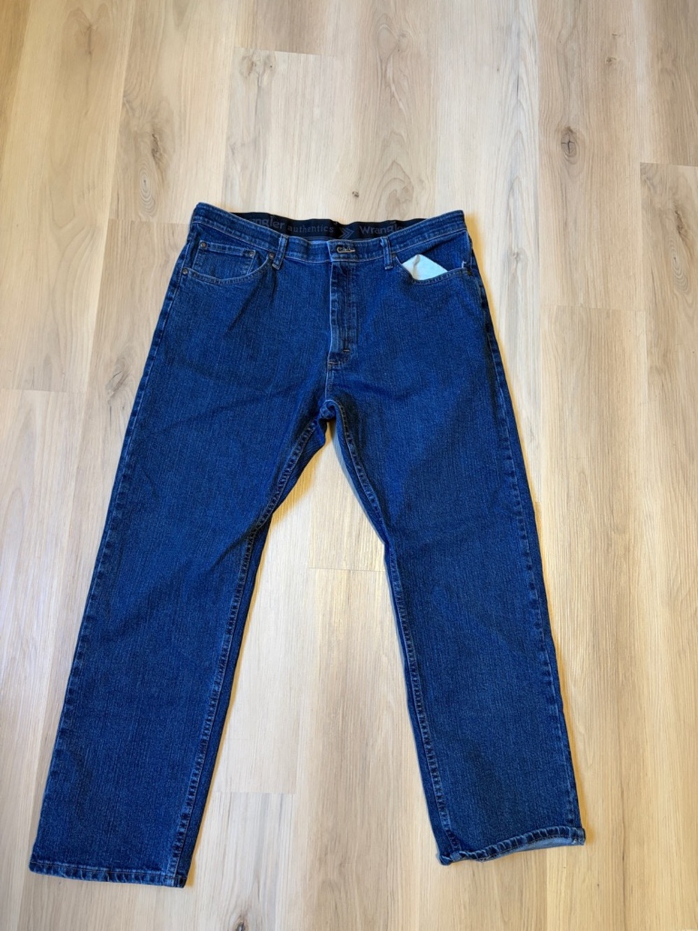 Wrangler - Men's Straight Dark Blue Jeans With Elastic Waistband- Size 36x30